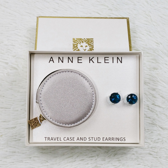 Anne Klein Jewelry - Anne Klein Blue Stud Earrings & Travel Case